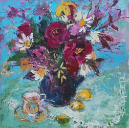 Naturaleza muerta con taza de té, 2013
